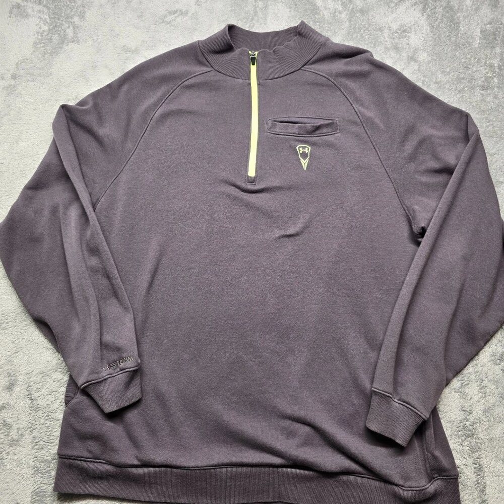 Under Armour Storm 1/4 Zip Pullover Sweatshirt Mens‎ XL Gray Neon Loose Fit